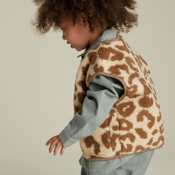 Alma Borg Leopard Print Teddy Gilet