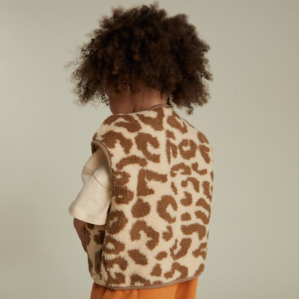 Alma Borg Leopard Print Teddy Gilet
