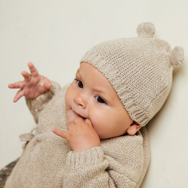 Hampton Oat Wrap Knit Cardigan + Hat Set