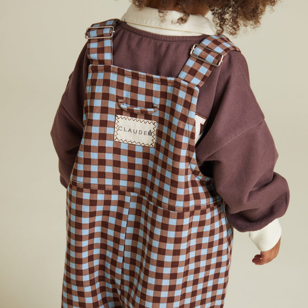 August Sky Gingham Cotton Dungarees