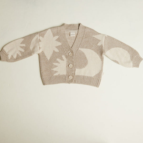 Children's cardigan with abstract pattern on a light background