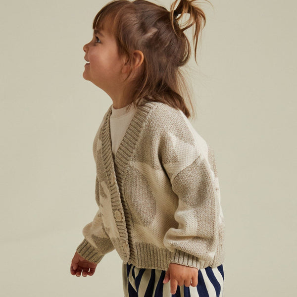 Abstract Neutral Moon and Star Knit Cardigan