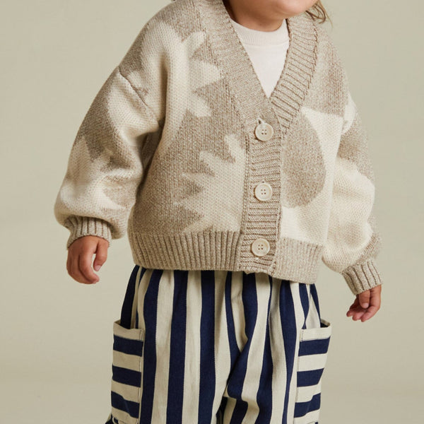 Abstract Neutral Moon and Star Knit Cardigan
