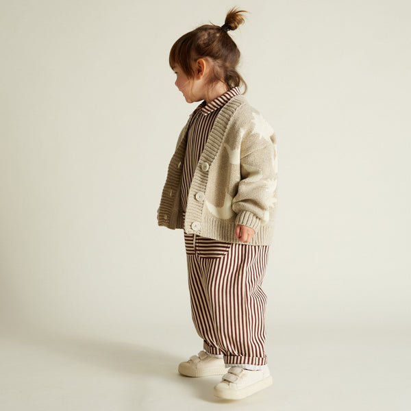 Abstract Neutral Moon and Star Knit Cardigan