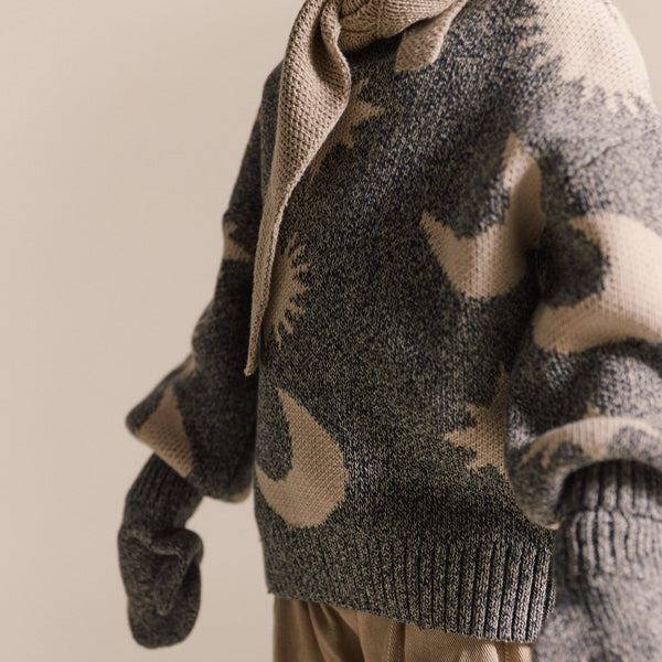 Cozmo Midnight Moon Star Print Knitted Sweater