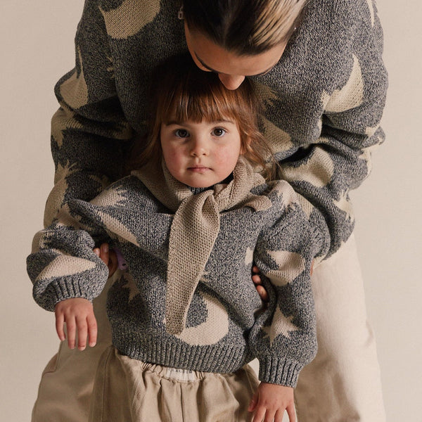 Cozmo Midnight Moon Star Print Knitted Sweater