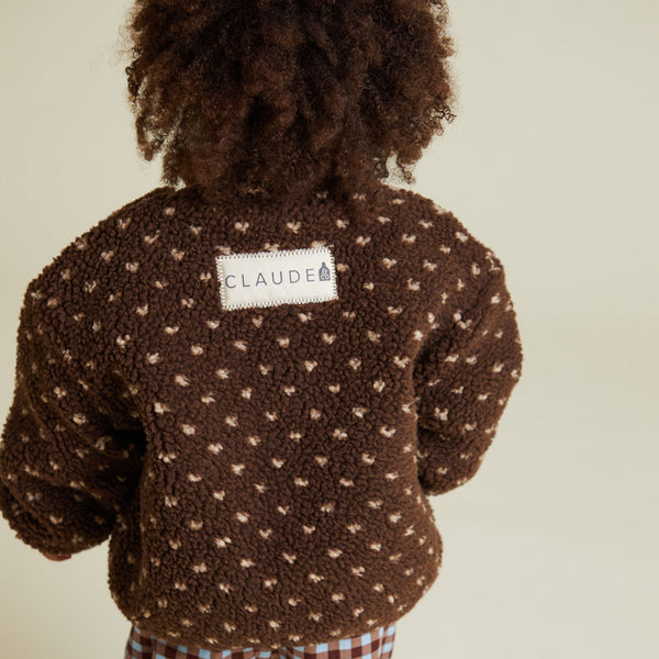 Drew Chocolate Polka Dot Spot Borg Teddy Jacket