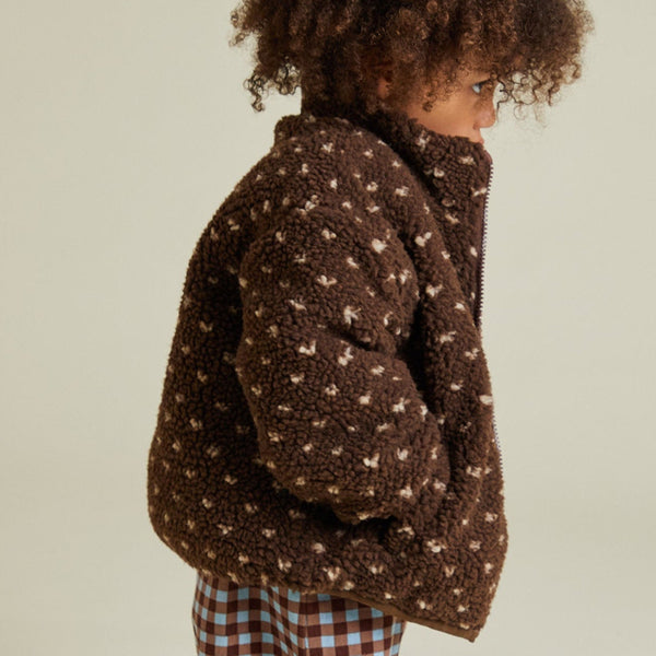 Drew Chocolate Polka Dot Spot Borg Teddy Jacket