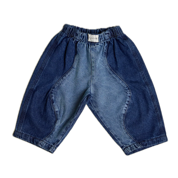 Wave Contrast Denim Cotton Trouser