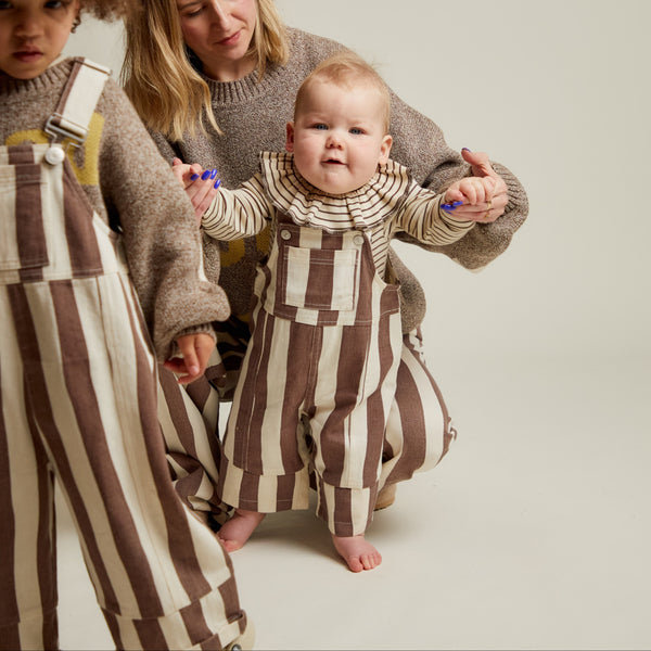 Blythe Choco Stripe Cotton Dungarees