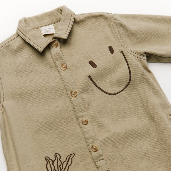 Quinn Allotment Embroidered Cotton Boilersuit Overall (Olive)