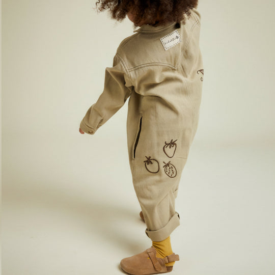 Quinn Allotment Embroidered Cotton Boilersuit Overall (Olive)