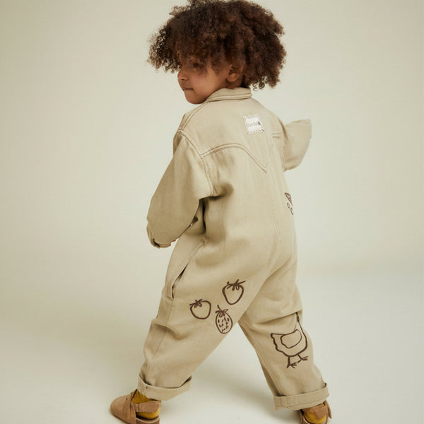 Quinn Allotment Embroidered Cotton Boilersuit Overall (Olive)