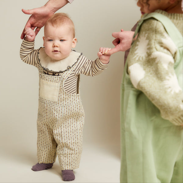 Blythe Radish Print Stripe Cotton Dungarees