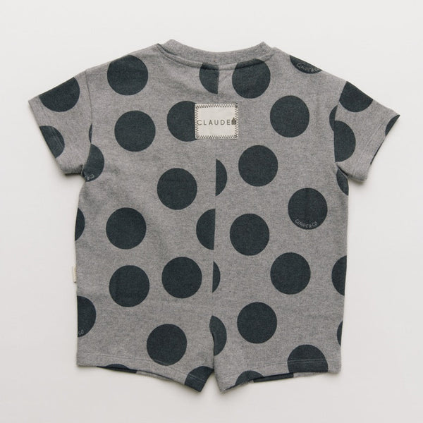 Opal Polka Dot Marl Cotton Playsuit Romper