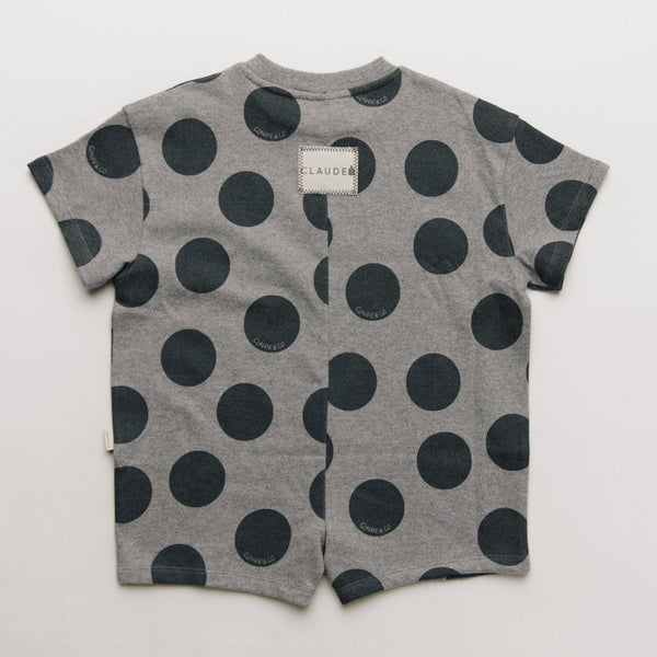 Opal Polka Dot Marl Cotton Playsuit Romper