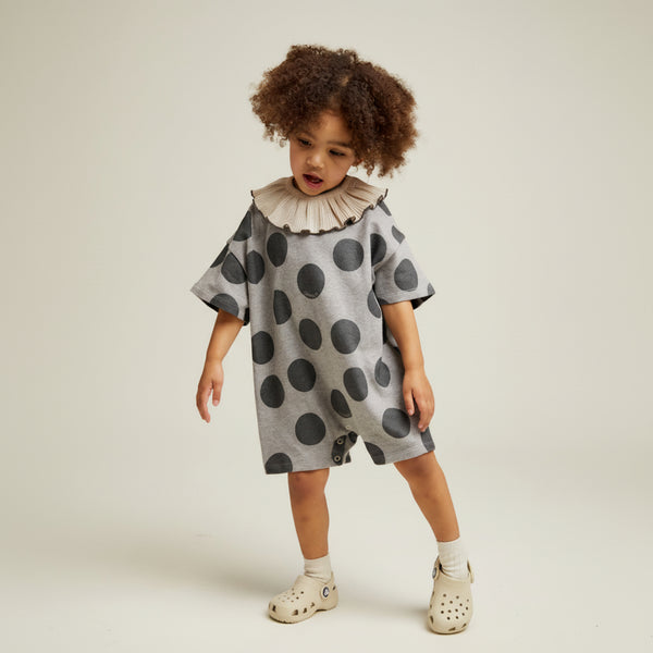 Opal Polka Dot Marl Cotton Playsuit Romper