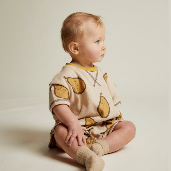 Opal Pear Print Cotton Playsuit Romper (Almond)