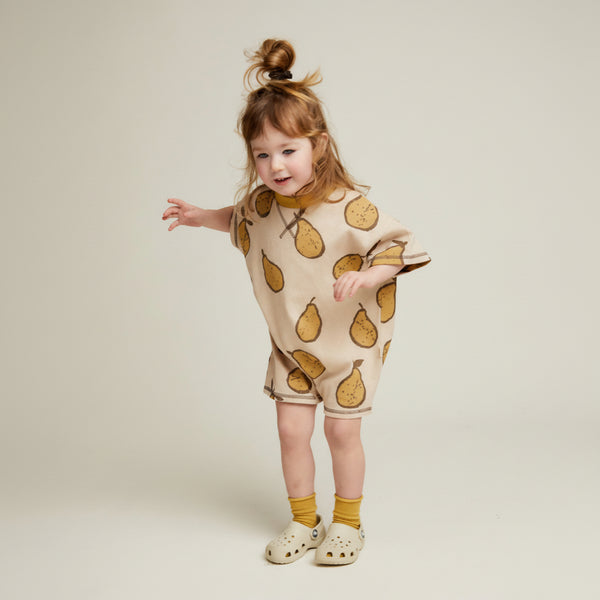 Opal Pear Print Cotton Playsuit Romper (Almond)