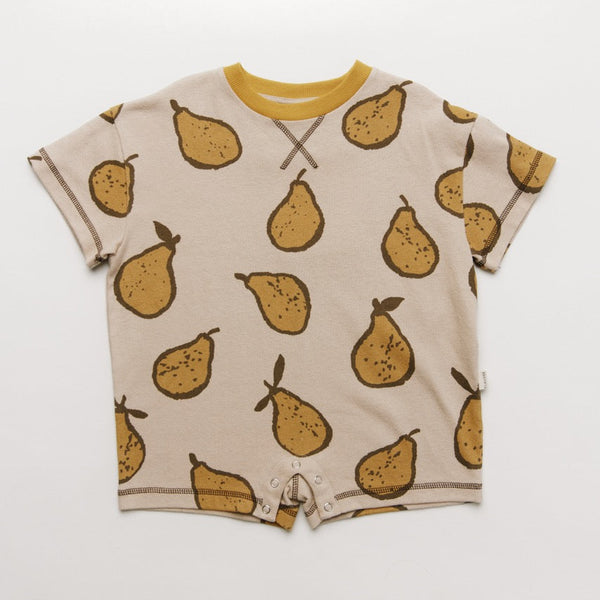 Opal Pear Print Cotton Playsuit Romper (Almond)