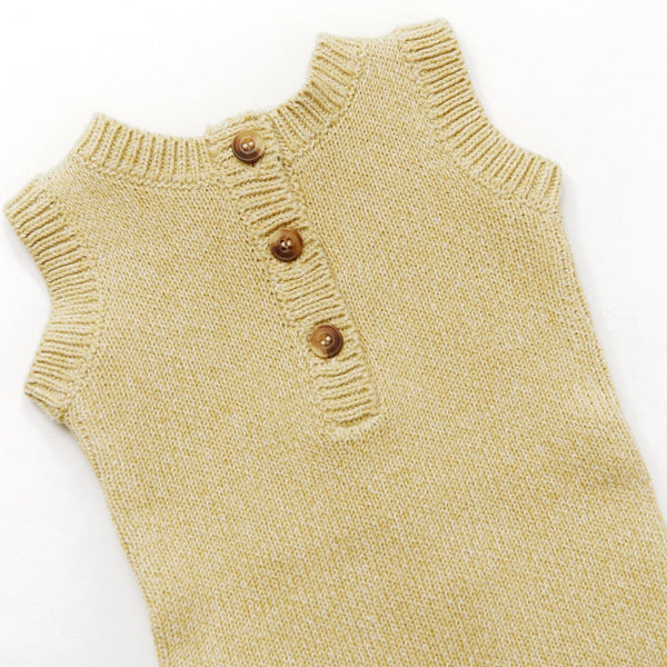 Bay Organic Cotton Knitted Sleeveless Baby Romper (Mustard)