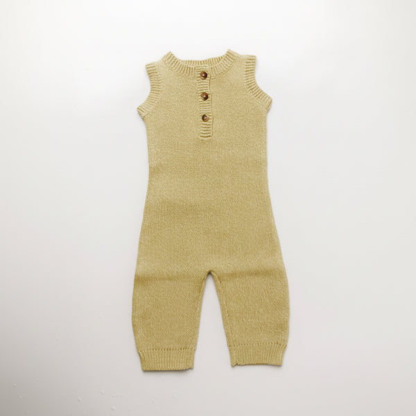 Bay Organic Cotton Knitted Sleeveless Baby Romper (Mustard)