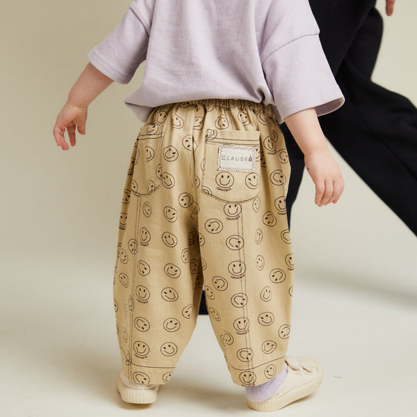 Rex Happy Face Print Cotton Trouser (Butter)