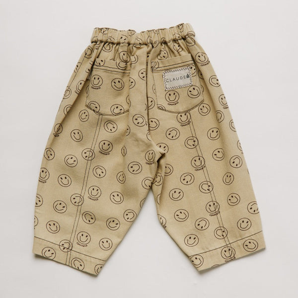 Rex Happy Face Print Cotton Trouser (Butter)