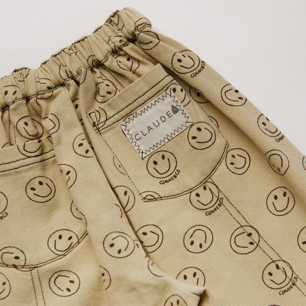 Rex Happy Face Print Cotton Trouser (Butter)