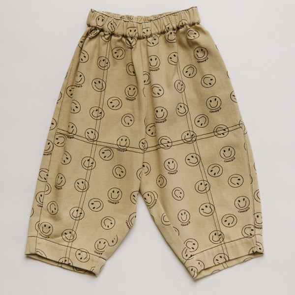 Rex Happy Face Print Cotton Trouser (Butter)