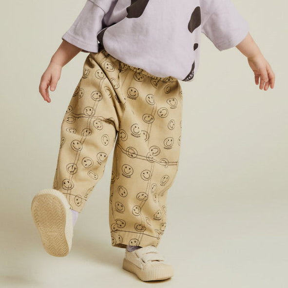 Rex Happy Face Print Cotton Trouser (Butter)