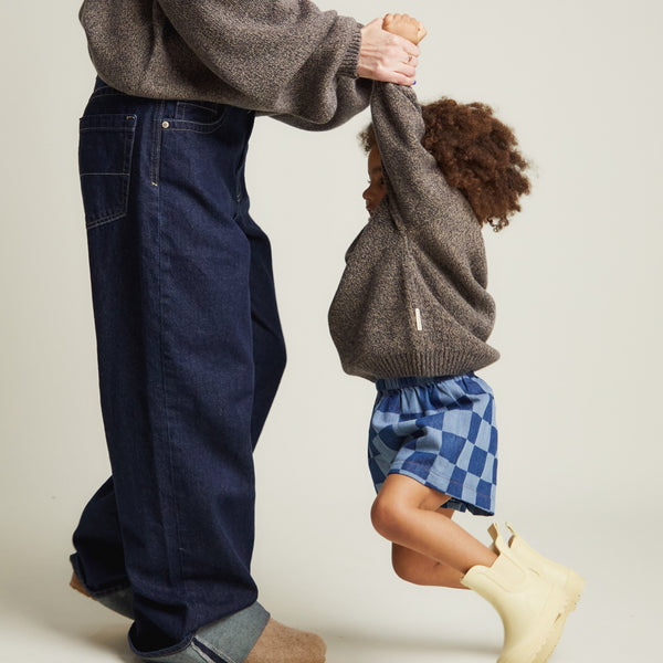 Frankie Checkerboard Cotton Denim Shorts