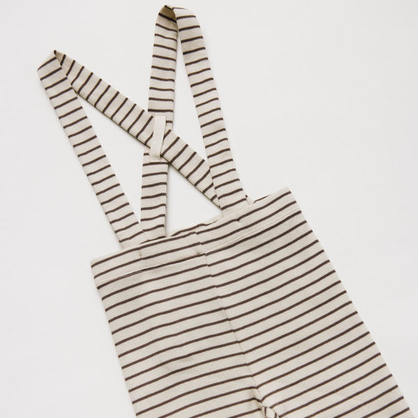 Organic Cotton Rib Baby Coco Striped Leggings with Braces