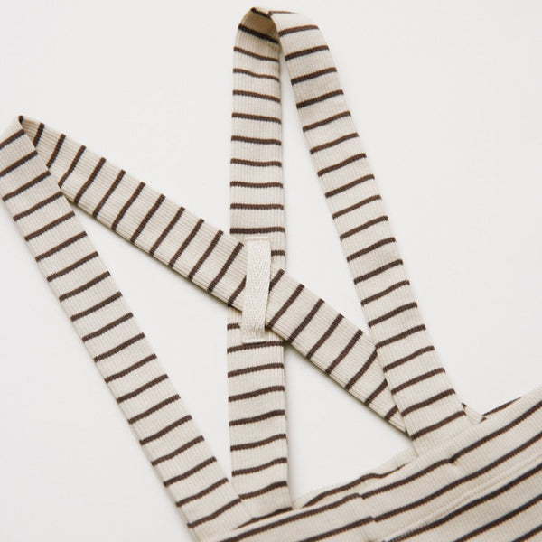 Organic Cotton Rib Baby Coco Striped Leggings with Braces