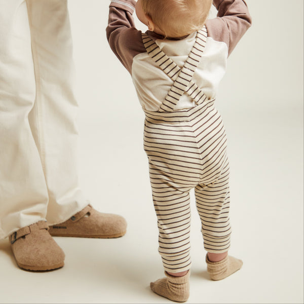 Organic Cotton Rib Baby Coco Striped Leggings with Braces