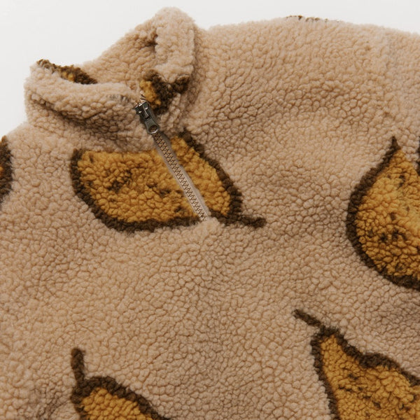 Drew Pear Print Borg Teddy Jacket (Almond)