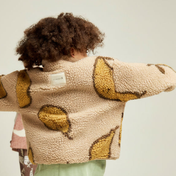Drew Pear Print Borg Teddy Jacket (Almond)