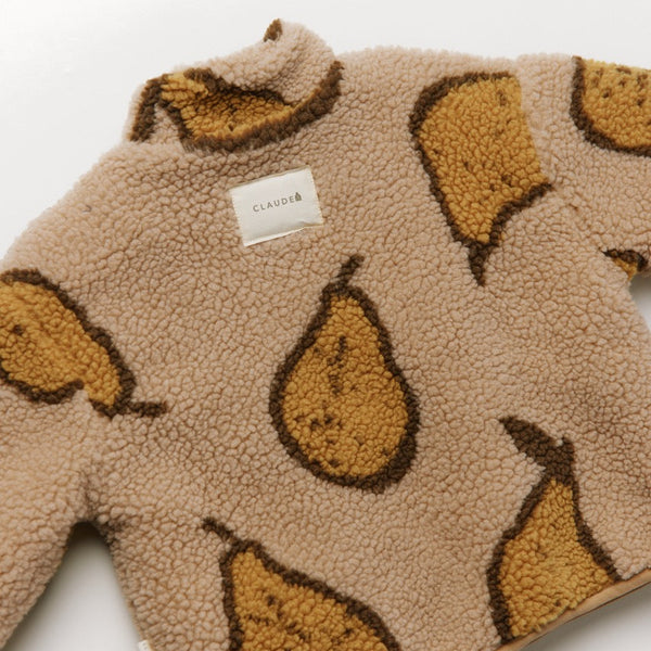 Drew Pear Print Borg Teddy Jacket (Almond)