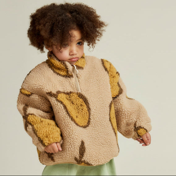 Drew Pear Print Borg Teddy Jacket (Almond)