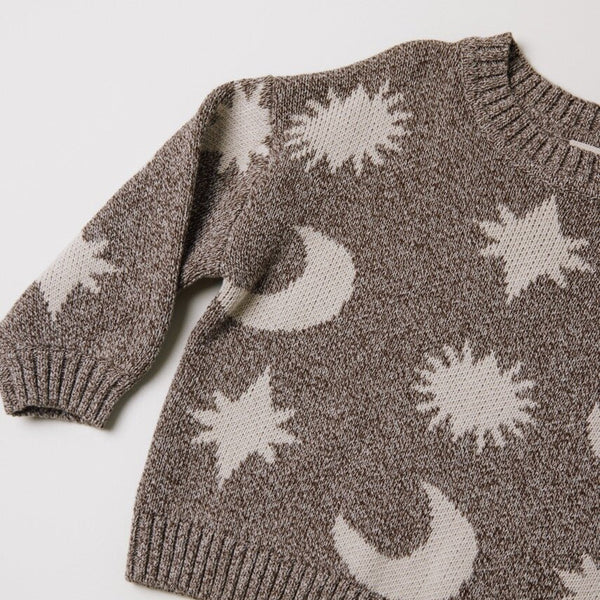 Cozmo Moon and Stars Intarsia Knit Sweater (Mushroom)