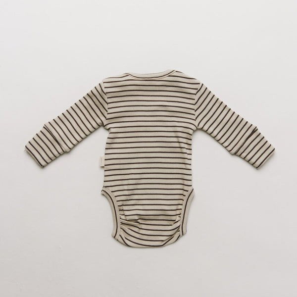 Milking It Cotton Rib Coco Striped Baby Bodysuit