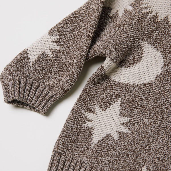 Cozmo Moon and Stars Intarsia Knit Sweater (Mushroom)