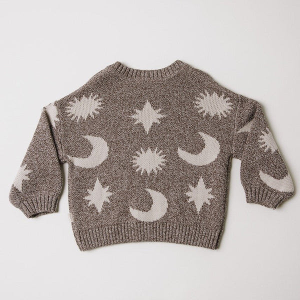 Cozmo Moon and Stars Intarsia Knit Sweater (Mushroom)