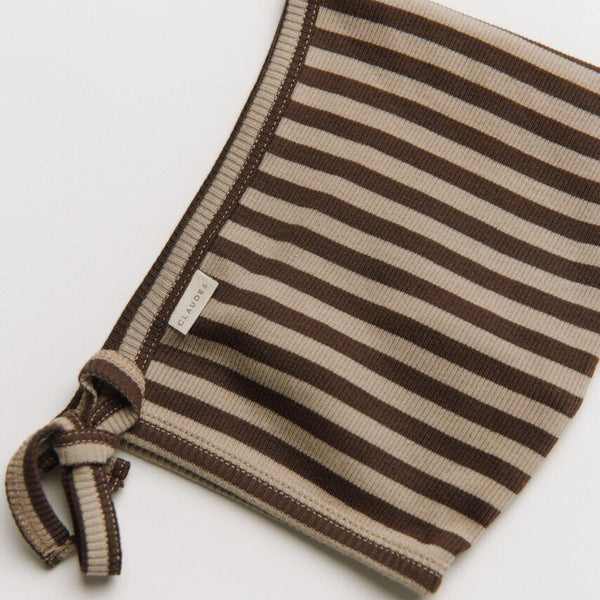 Pixie Acorn Stripe Cotton Bonnet