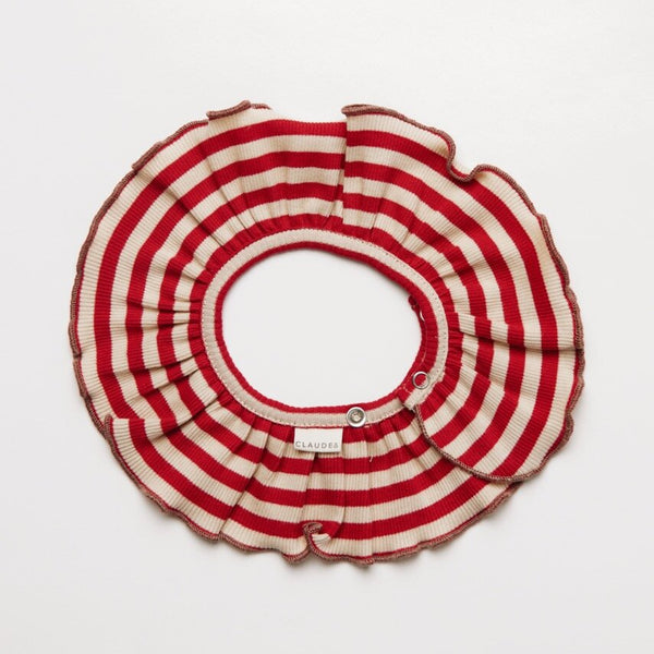 Bobbi Crimson Stripe Detachable Frilled Collar Bib