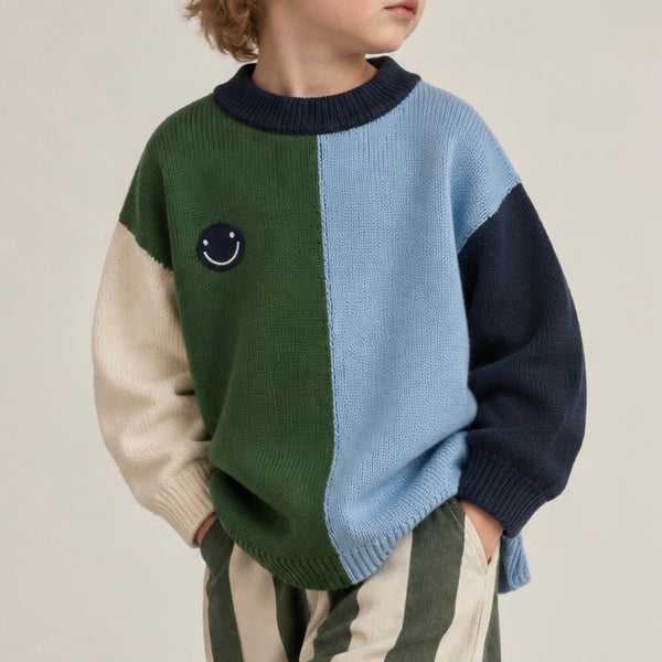 Orlane Colour Block Cotton Knit Jumper (Beach Blue Multi Mix)