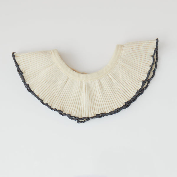 Rib Knit Detachable Frilled Collar (Oat)