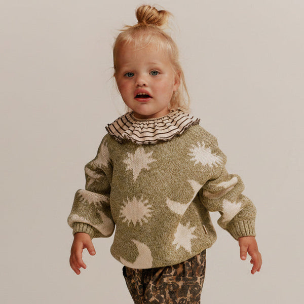 Cozmo Moon and Stars Intarsia Knit Sweater (Matcha)
