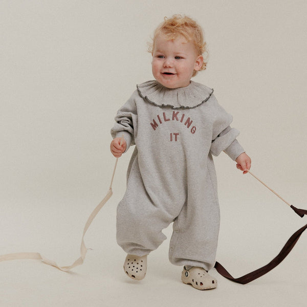 Ellis Milking It Cotton Grey Marl Sweat Romper