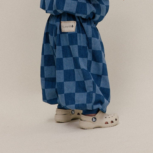 Murphy Checkerboard Balloon Denim Cuffed Cotton Trouser